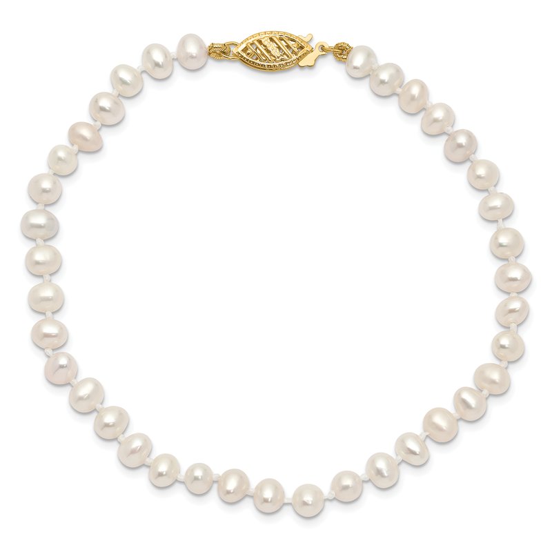 14k 4-5mm White Near-Round Freshwater Cultured Pearl 16 inch Necklace