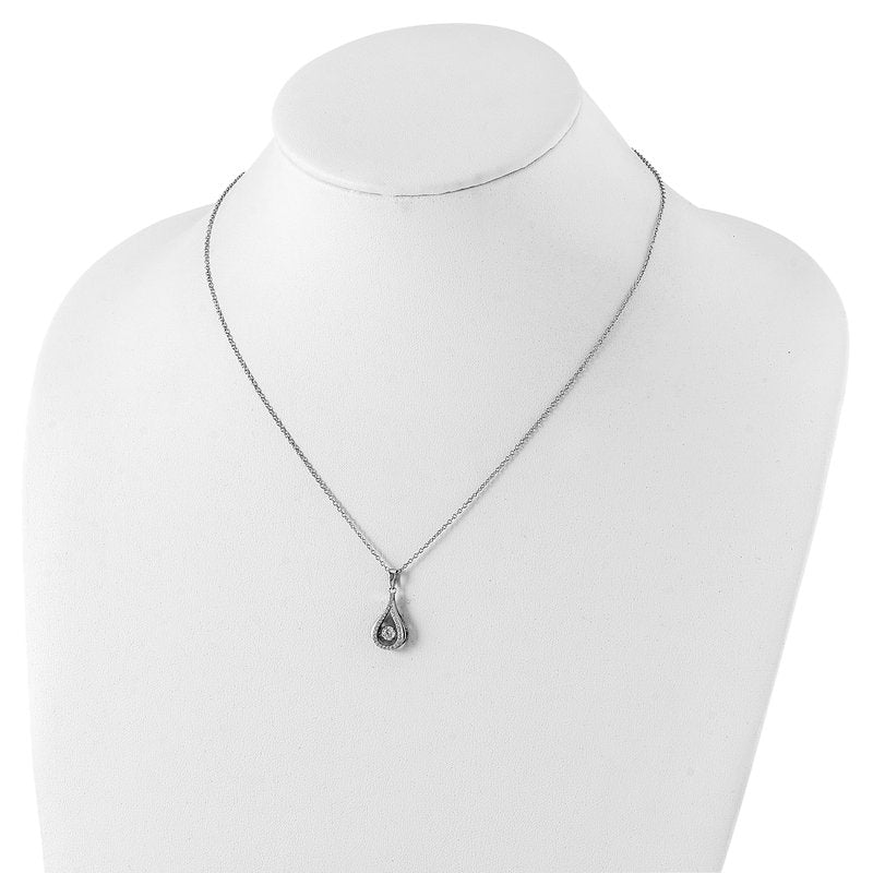 Sterling Silver Rhodium-plated Brilliant-cut Vibrant CZ Teardrop 18 Inch Necklace