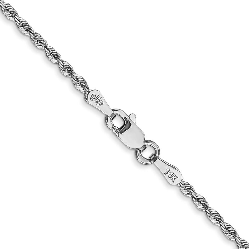 14K White Gold 10 Inch 1.85mm Diamond-cut Quadruple Rope Lobster Clasp Chain