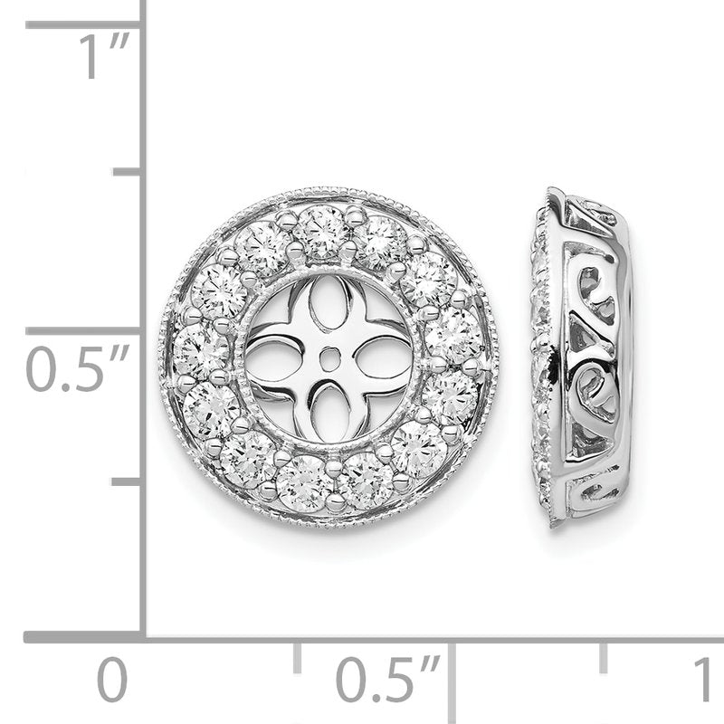 14K White Gold 1 carat Lab Grown Diamond VS+ F+ for 6-6.5mm Studs Complete Earring Jackets
