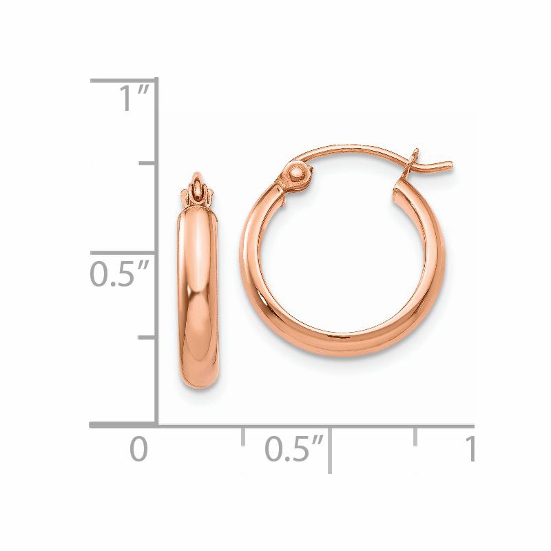 14k Rose Gold 2.75x15mm Polished Tube Hoop Earrings