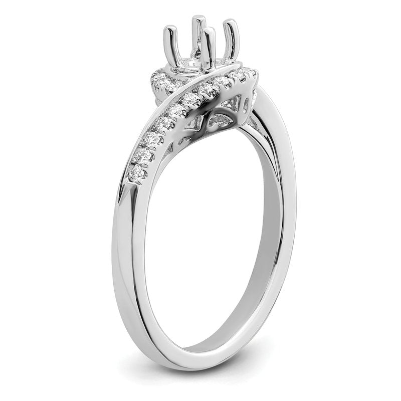 14K White Gold 1/4 carat Lab Grown Diamond VS/SI  D E F  Semi Mount Round By-Pass Engagement Ring