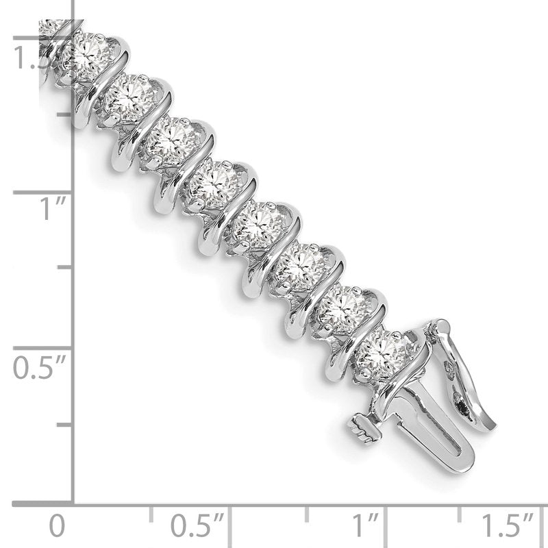 14k White Gold Complete 5 carat Round VS Diamond Fancy Spiral 7 inch Tennis Bracelet