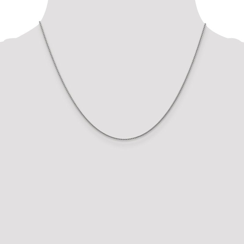 14K White Gold 1mm D/C Spiga Chain Anklet