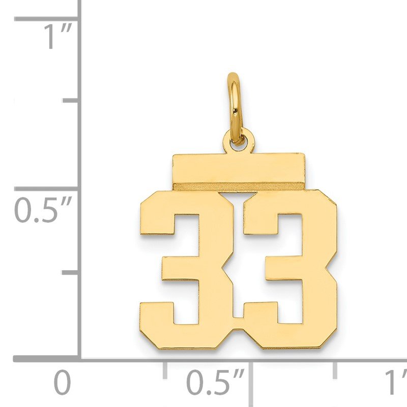 14k Small Polished Number 33 Charm