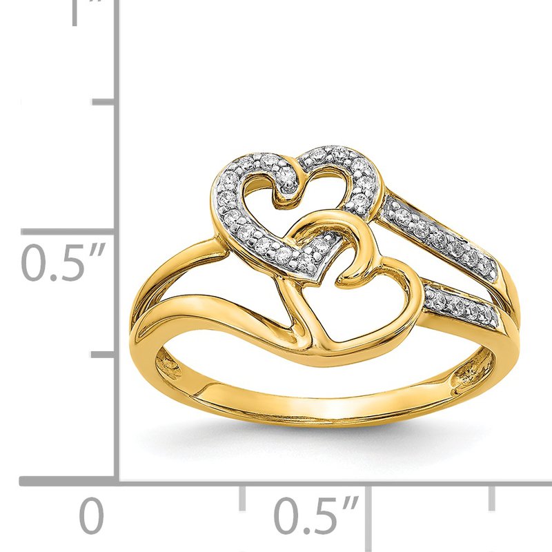 14k White Gold Diamond Hearts Ring