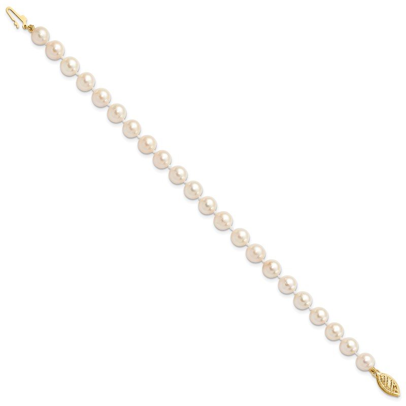 14k 6-7mm White Round Akoya Saltwater Cultured Pearl 16 inch Necklace