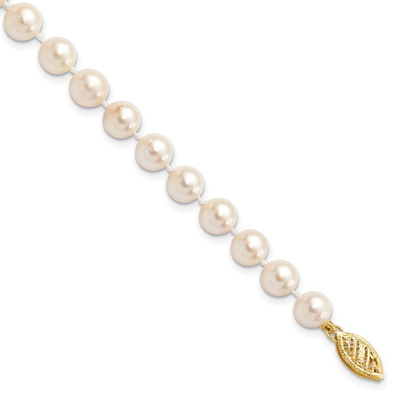 14k 6-7mm White Round Akoya Saltwater Cultured Pearl 16 inch Necklace