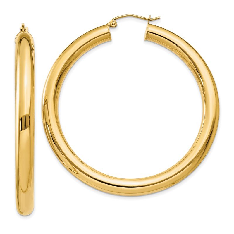 14k 5x50mm Polished Lightweight Tube Hoop Earrings