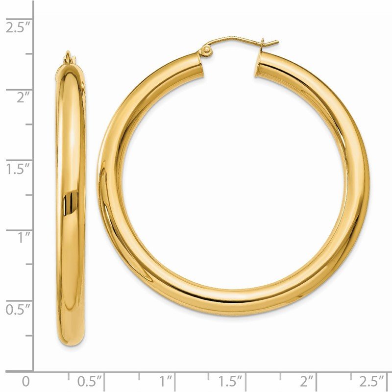 14k 5x50mm Polished Lightweight Tube Hoop Earrings