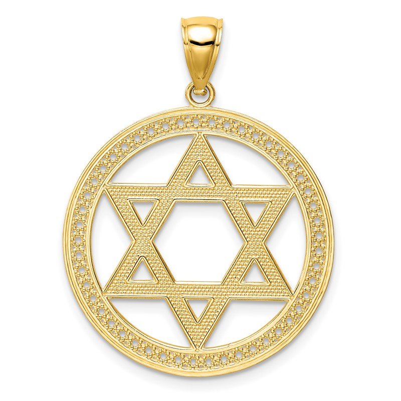 14K Star of David Round Pendant