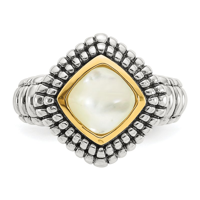Sterling Silver with 14K Accent Antiqued Mother of Pearl Ring