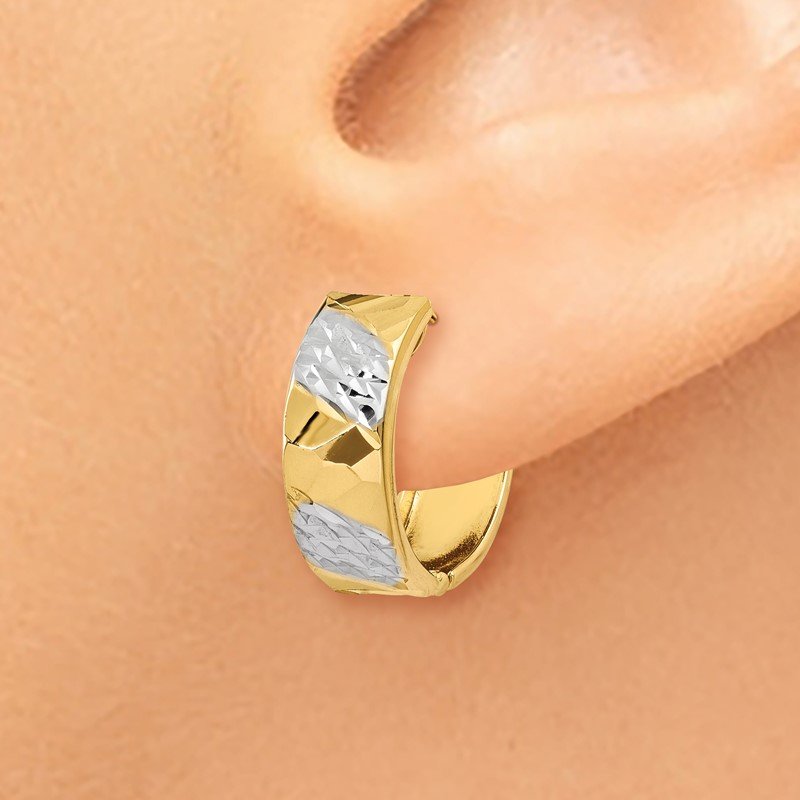 14k 5mm Diamond-cut Rhodium Hoop Earrings