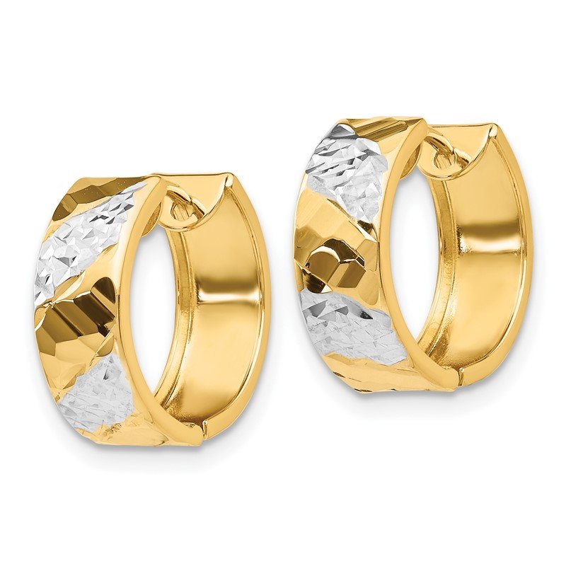 14k 5mm Diamond-cut Rhodium Hoop Earrings