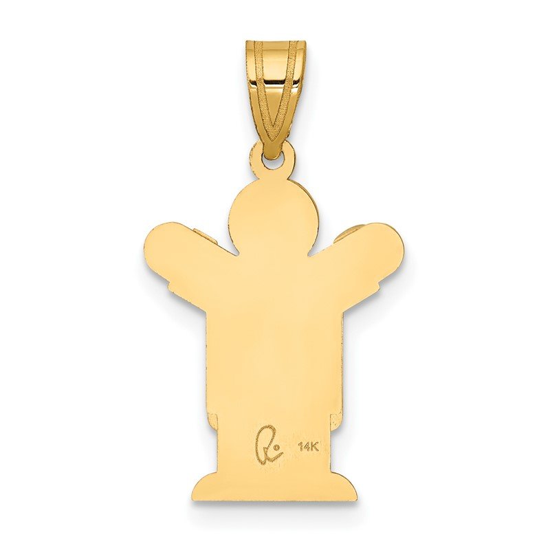 14k The Kids Solid Satin Medium Boy in Overalls Engravable Love Charm