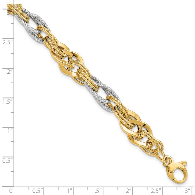 14K Yellow and White Gold Polished D/C Bracelet