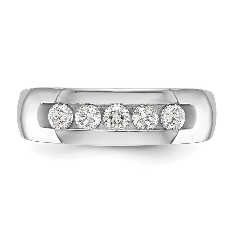 14K White Gold Men's 1/3 carat Lab Grown Diamond VS+ F+ Complete Channel Five Stone Band