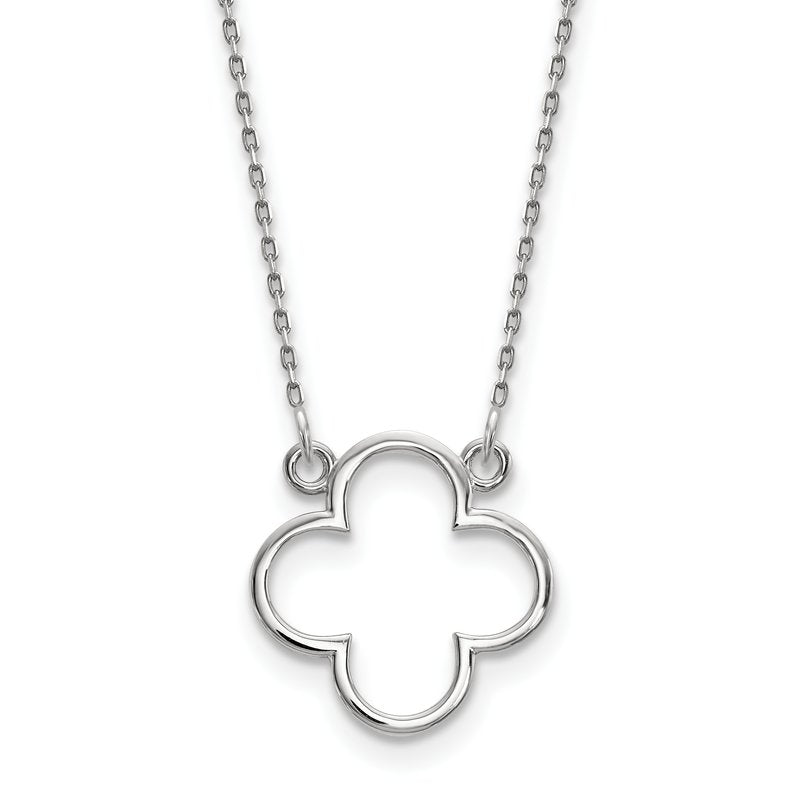 14k White Gold Polished Open Quatrefoil Design 18 inch Necklace