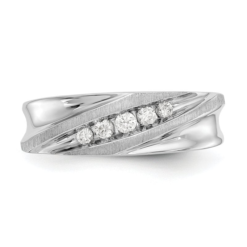 14K White Gold Men's 1/4 carat Lab Grown Diamond VS/SI  D E F  Brushed and Polished Band
