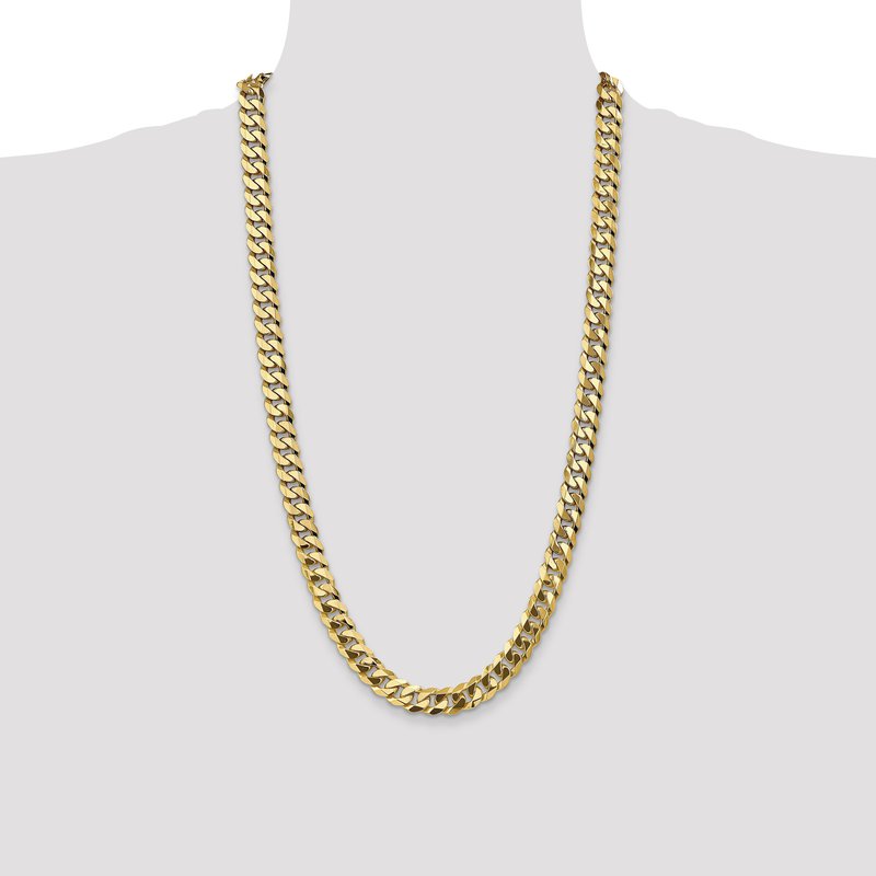 14K 26 inch 9.5mm Flat Beveled Curb with Lobster Clasp Chain