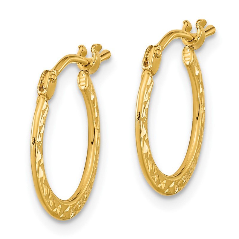 14k Gold Polished and Diamond-cut Hoop Earrings