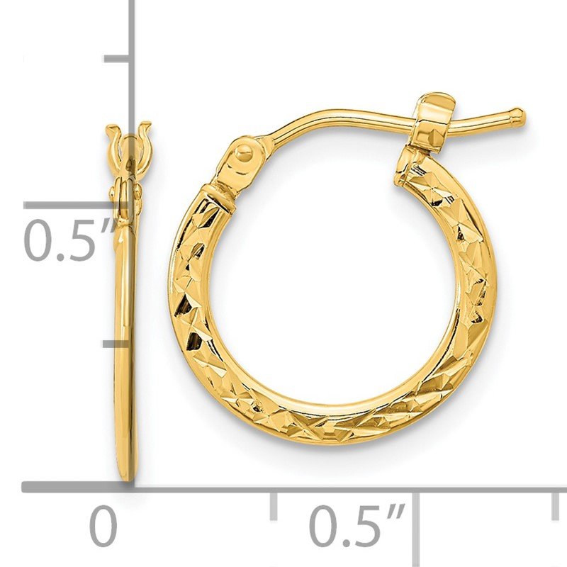14k Gold Polished and Diamond-cut Hoop Earrings