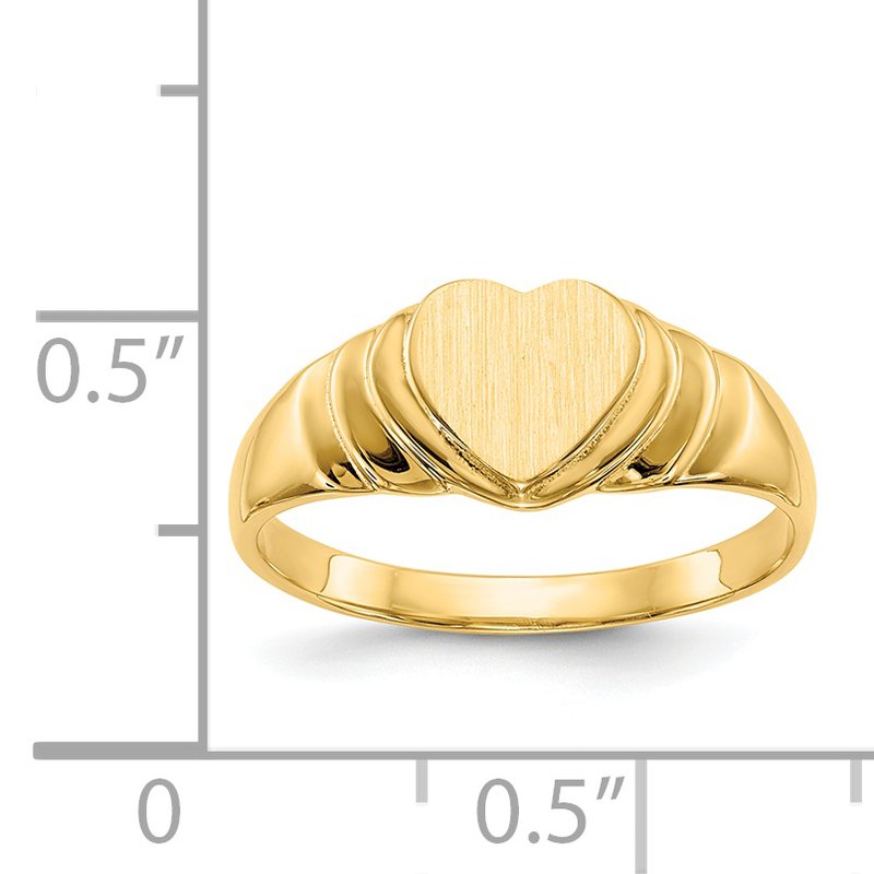 14k 6.75x6.75mm Closed Back Children's Heart Signet Ring