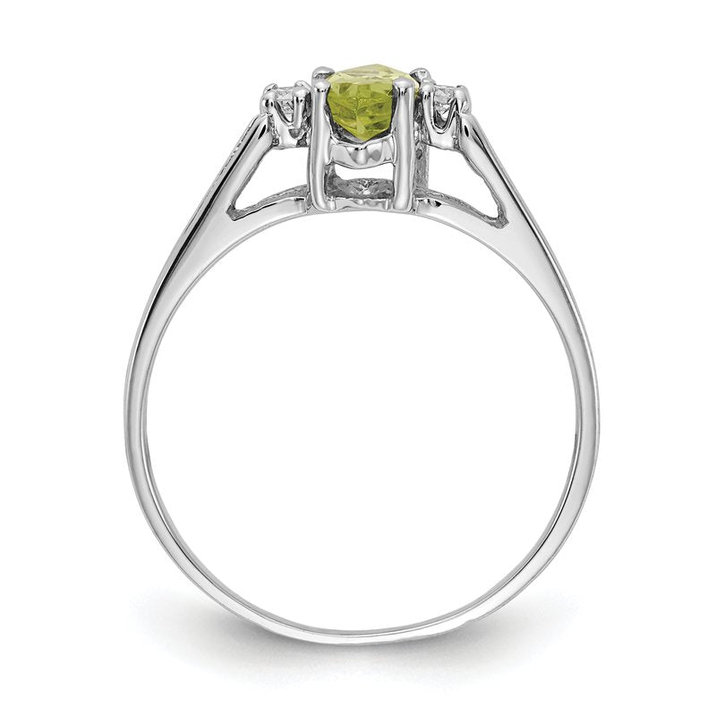14k White Gold 8x4mm Marquise Peridot A Diamond ring