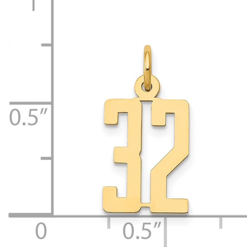 14k Small Elongated Number 32 Charm