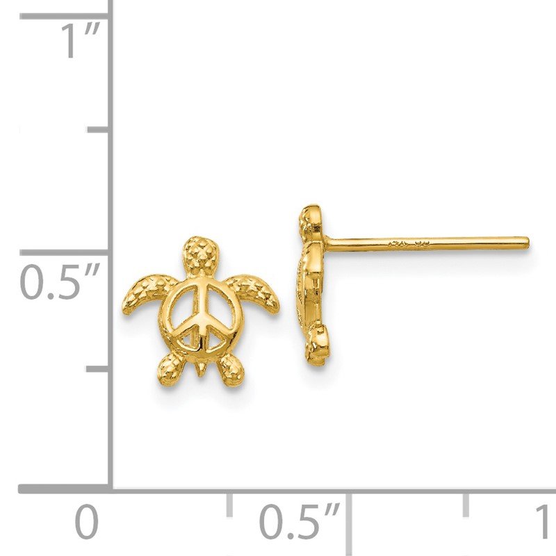 14k Peace Turtle Post Earrings