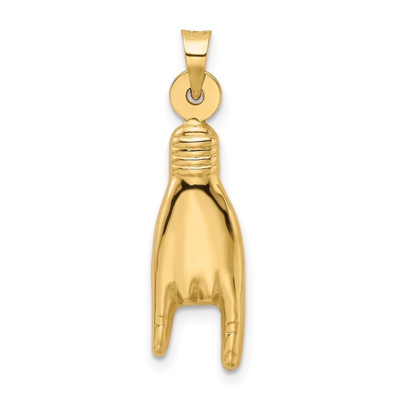 14K 3-D Hollow Rock On Sign Charm