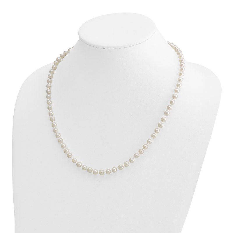 14k 5-6mm White Round Akoya Saltwater Cultured Pearl 16 inch Necklace