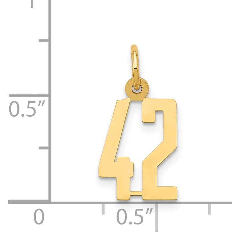 14k Small Elongated Number 42 Charm