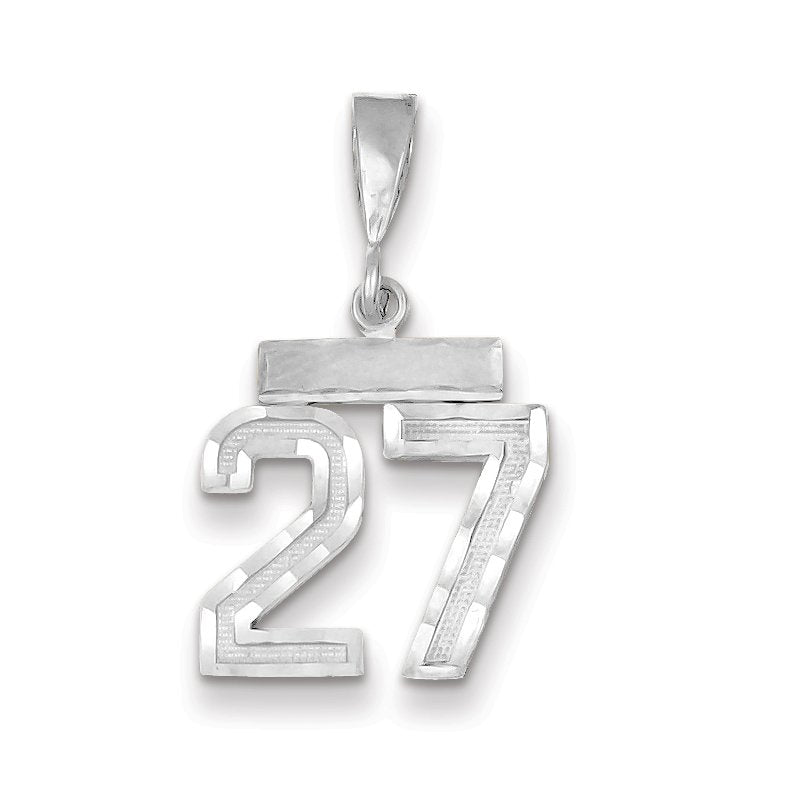14kw Small Brushed Diamond-cut Number 27 Charm
