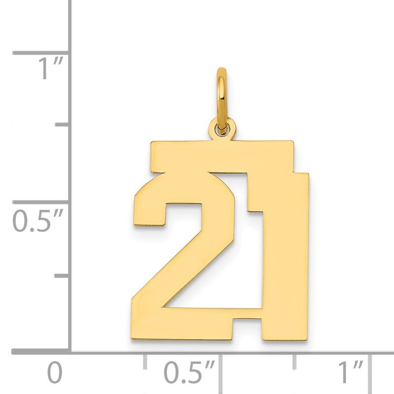 14k Medium Polished Number 21 Charm