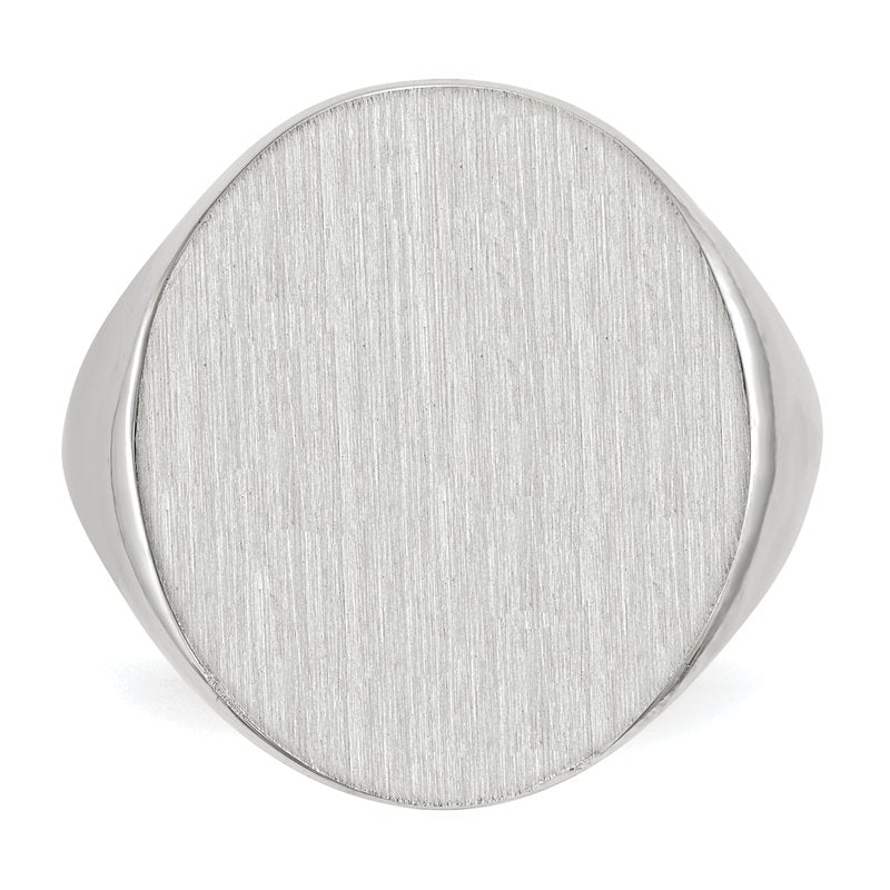 14k White Gold 17.0x20.5mm Closed Back Mens Signet Ring