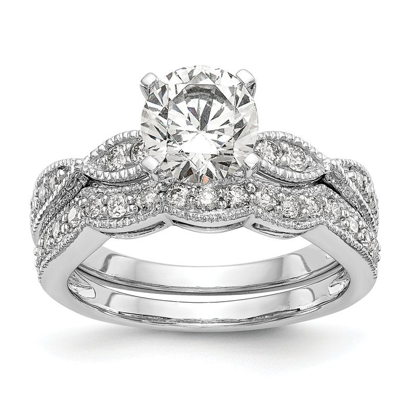 14K White Gold 1/6 carat Lab Grown Diamond VS+ F+ Semi-Mount Round Engagement Ring