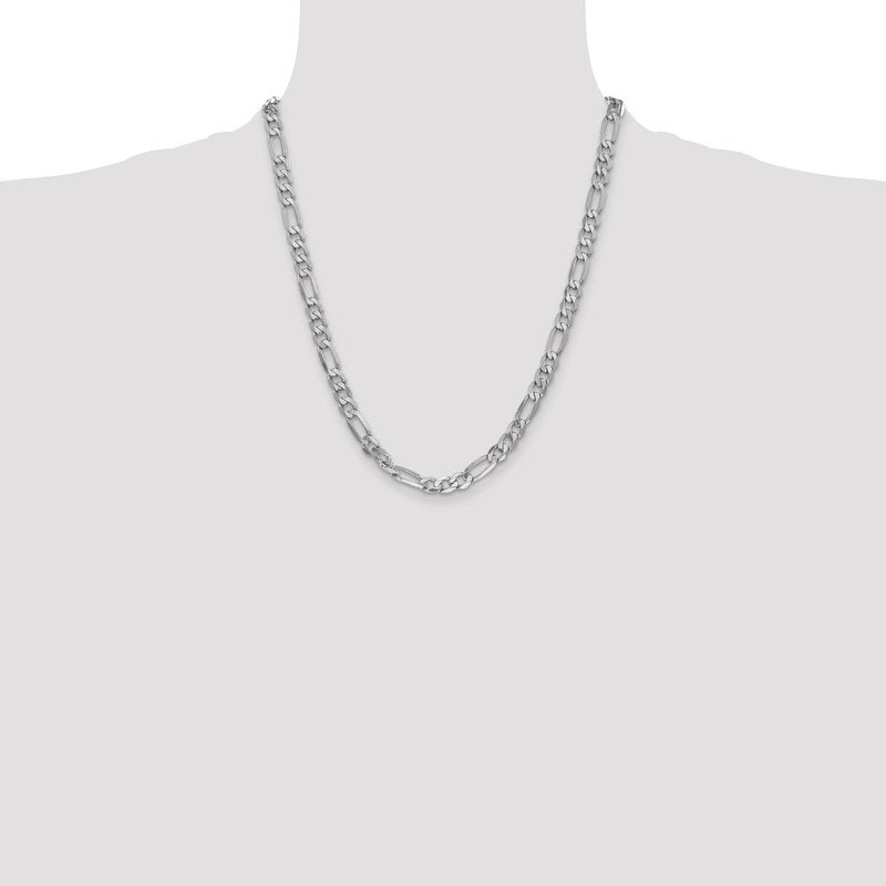14K White Gold 26 inch 6mm Flat Figaro with Lobster Clasp Chain