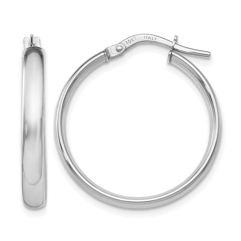10K White Gold Polished Hoop Earrings