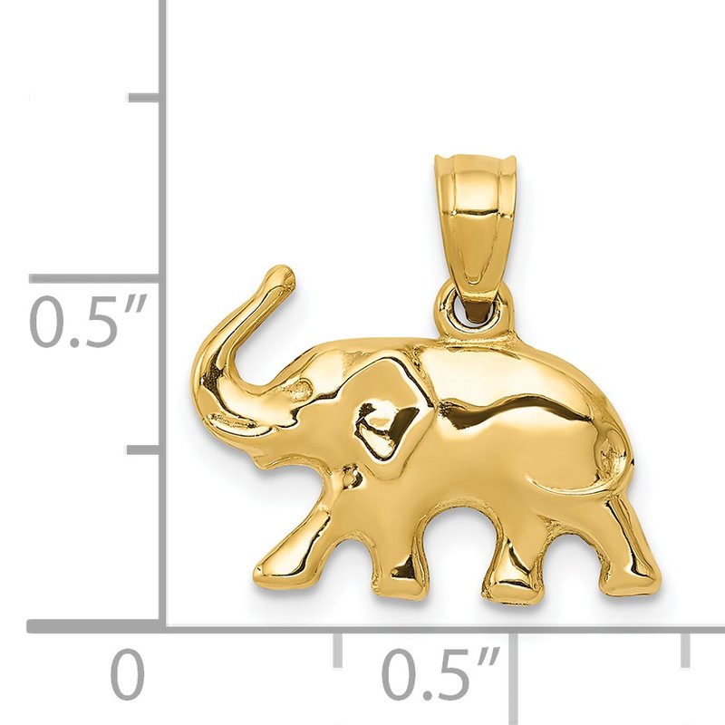 14k 3-D Polished Elephant Pendant