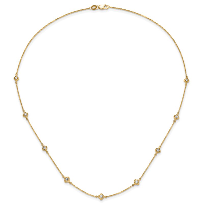 14k White Gold Complete 1/2 carat Diamond Quatrefoil Design 9-Station 18 inch Necklace