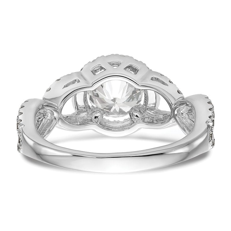 14K White Gold 3/4 carat Lab Grown Diamond VS/SI  D E F  Semi Mount Round Halo Engagement Ring