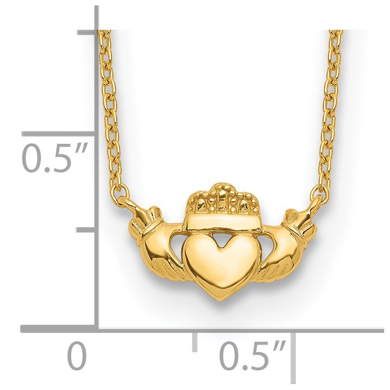 14k Polished Claddagh 17 inch Necklace