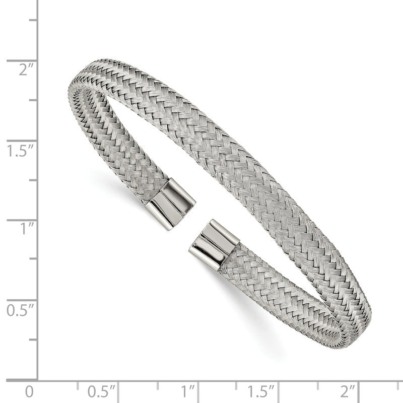 Stainless Steel Polished 6mm Mesh Wire Cuff Bangle