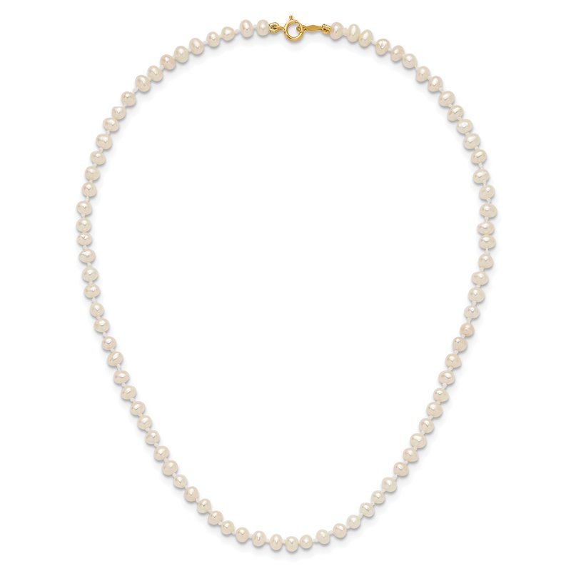 14k Children's 3-4mm White Semi-Round Freshwater Cultured Pearl 12 inch Necklace