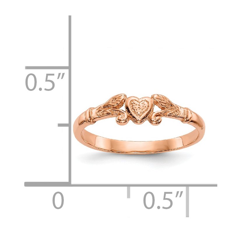14K Rose Gold Textured Mini Heart Baby Ring