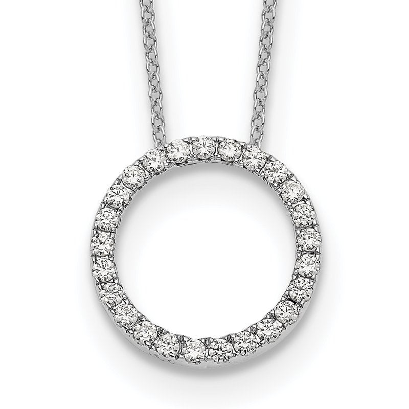 14k White Gold 1/4 carat Diamond Circle 18 inch Necklace