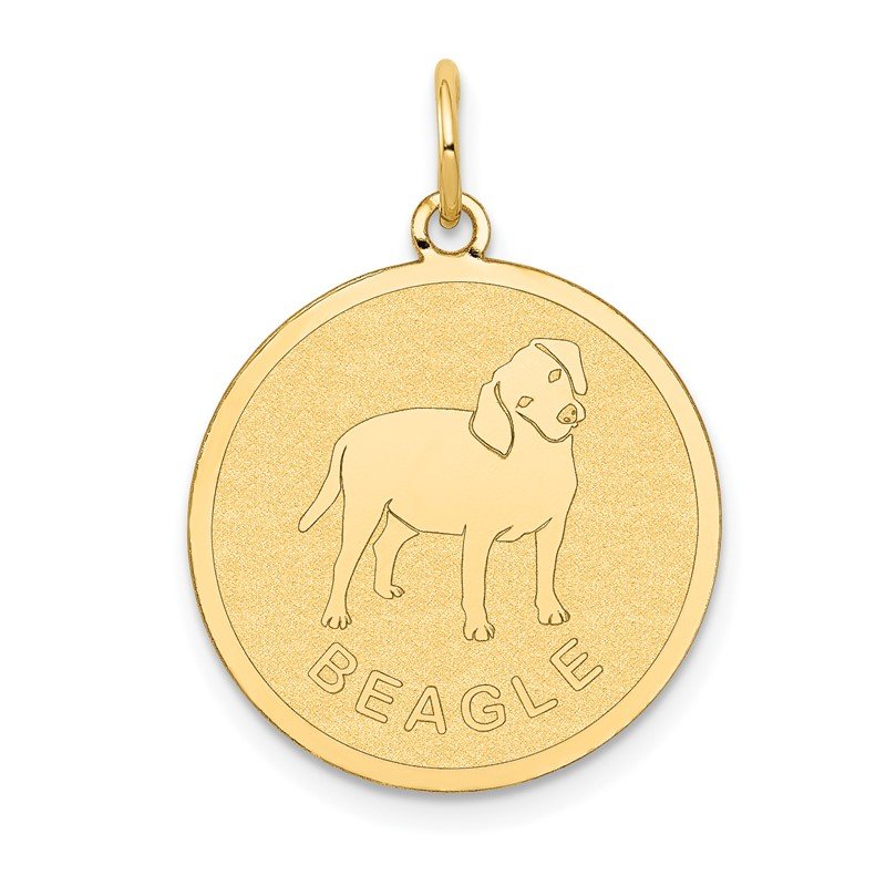 14k BEAGLE 20mm Engravable Disc Dog Charm