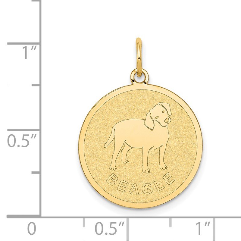 14k BEAGLE 20mm Engravable Disc Dog Charm
