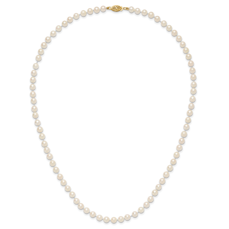 14k 5-6mm White Round Akoya Saltwater Cultured Pearl 16 inch Necklace